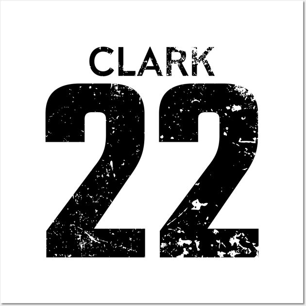 Caitlin Clark Black Distressed Jersey Number 22 Wall Art by itsMePopoi